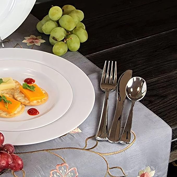 TENEDORES PLASTICO PREMIUM PLATEADOS - 96 Unidades