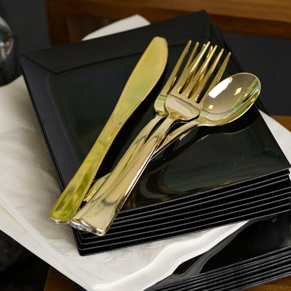 CUCHARAS PLASTICO PREMIUM DORADOS -24 UNIDADES