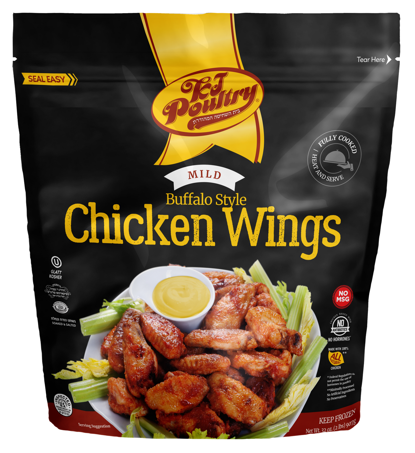 ALITAS DE POLLO SALSA BUFALO 2 LB -  KJ POULTRY