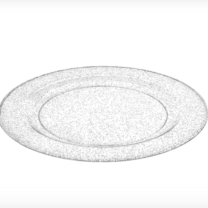PLATO PEQUEÑO - VAJILLA GLITTER PLATEADA PREMIUM