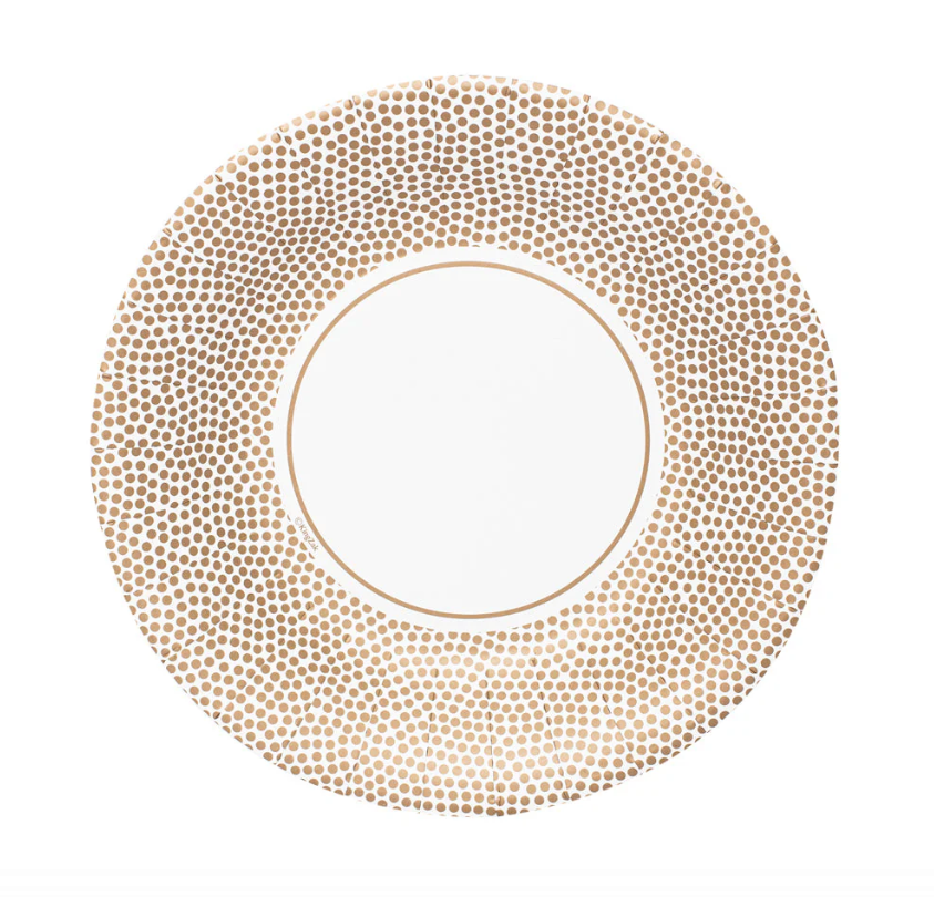 PLATOS PEQUEÑOS PUNTOS DORADOS DE PAPEL PREMIUM 18 UNIDADES