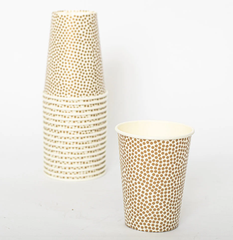 VASOS PUNTOS DORADOS DE PAPEL PREMIUM