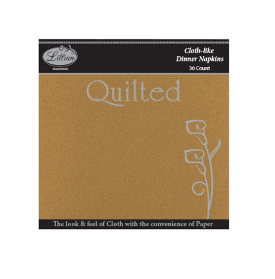 SERVILLETAS LILLIAN TIPO TELA DORADAS- 30 Unidades