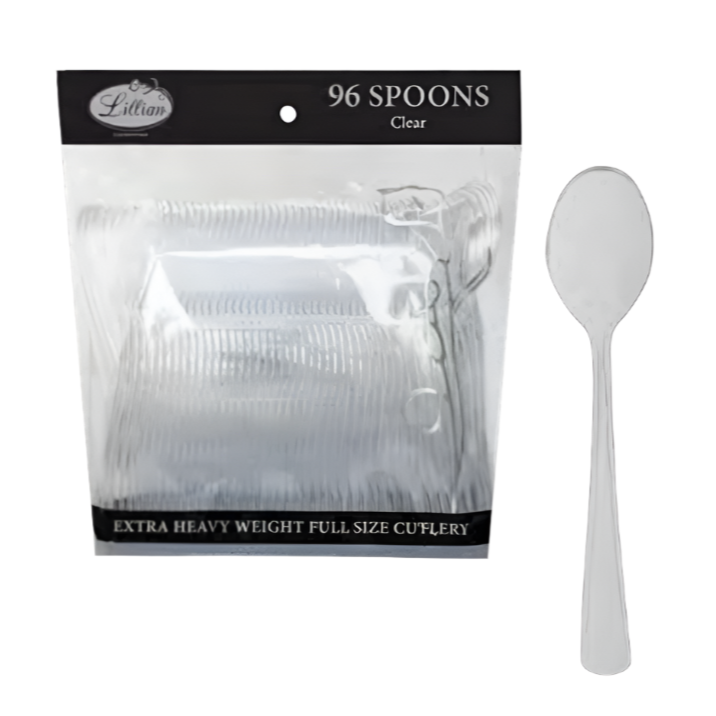CUCHARAS PLASTICO PREMIUM TRANSPARENTES - 96 Unidades
