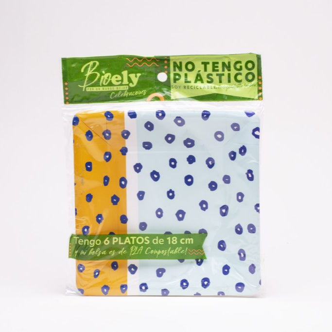 PLATO CARTON BIODEGRADABLE CELESTE - 18 CM