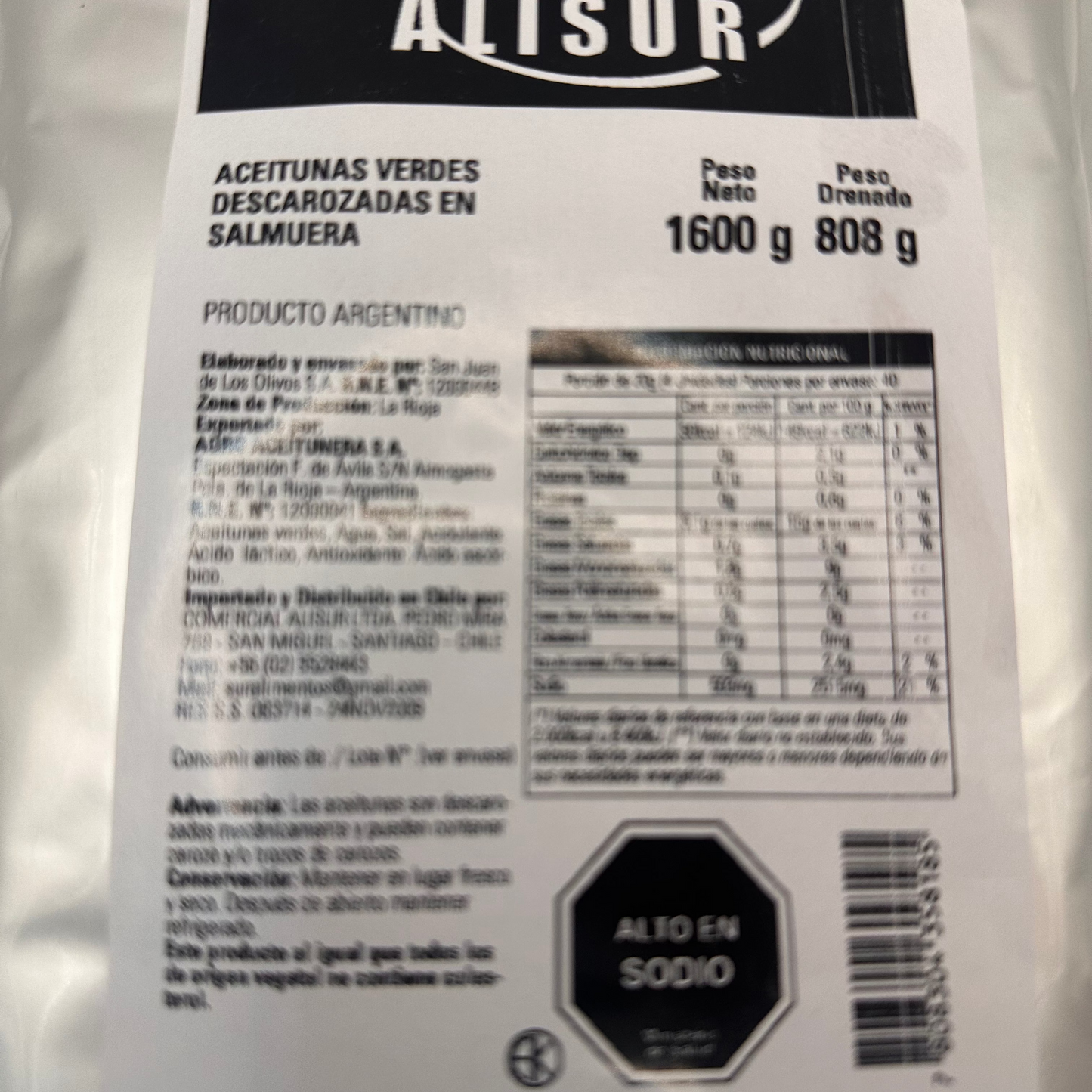 ACEITUNAS VERDES DESCAROZADAS