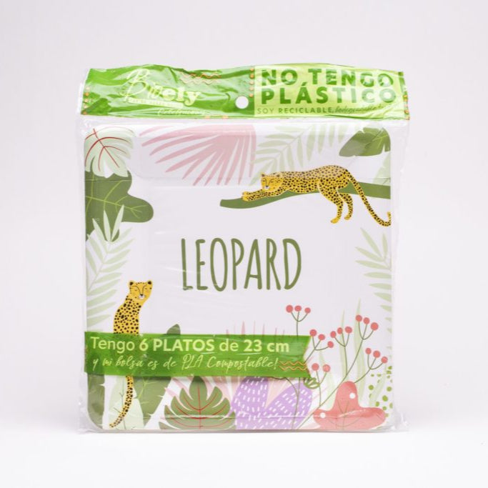 PLATO CARTON BIOLEY BIODEGRADABLE LEOPARDO - 18 CM
