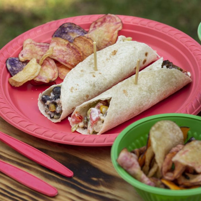 PLATO PLASTICO BIODEGRADABLE ROJO 25 CM