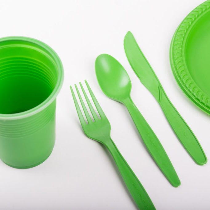 TENEDOR GRANDE DE PLASTICO BIOELY BIODEGRADABLE VERDE