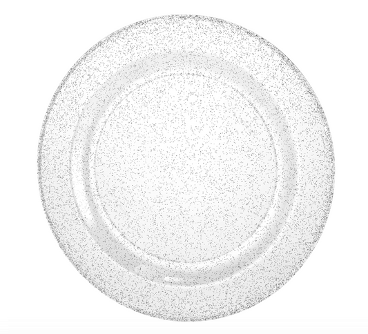 PLATO GRANDE - VAJILLA GLITTER PLATEADA PREMIUM