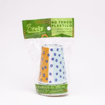 VASOS DE CARTON BIODEGRADABLE CELESTE - 250 ML