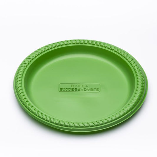 PLATO PLASTICO BIODEGRADABLE VERDE 25 CM